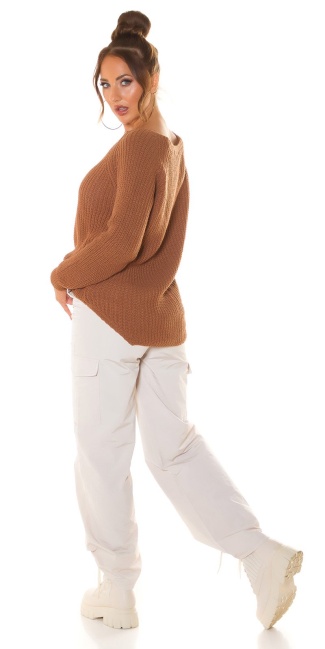 Tredy Basic comfy fit Pullover Brown